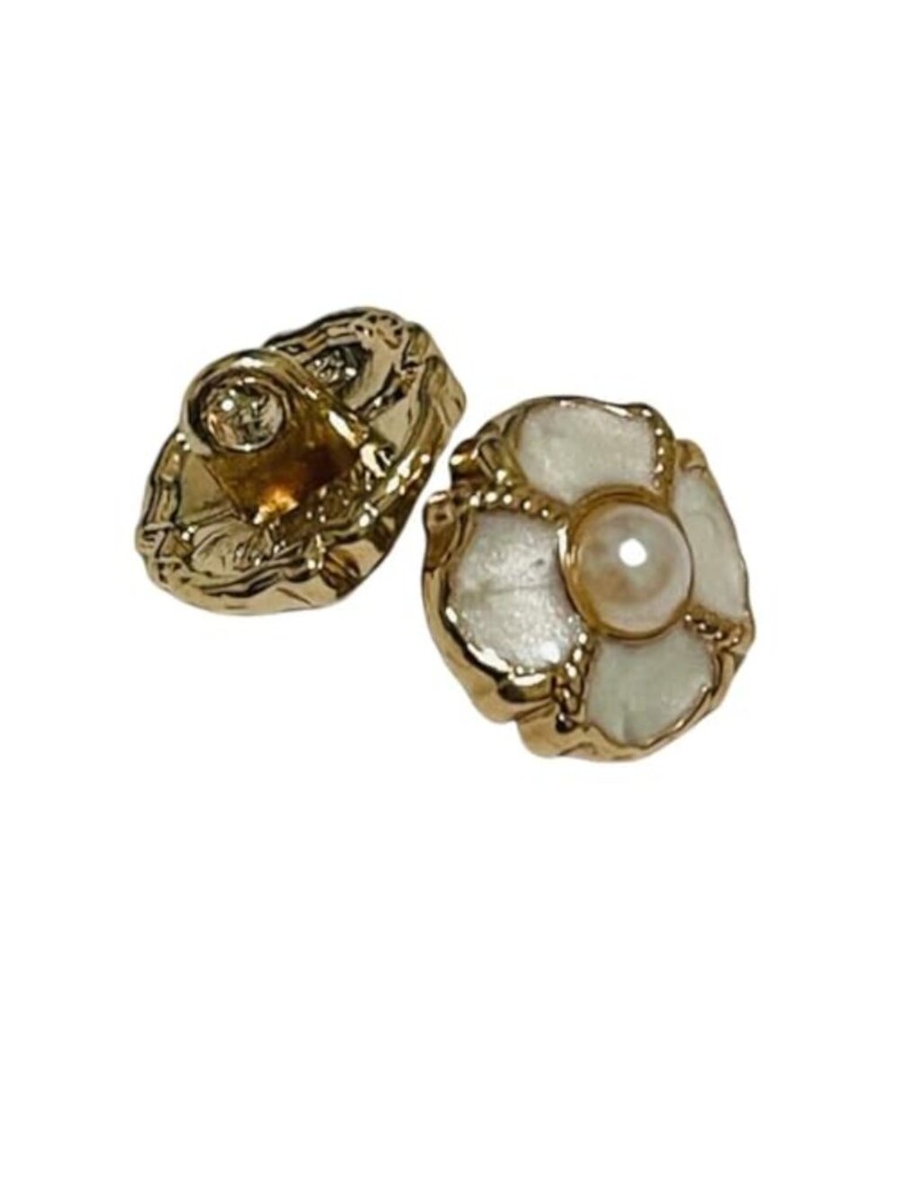 Vintage Gold Metal Coat Buttons White Pearl Buttons Sewing Accessories 10PCS